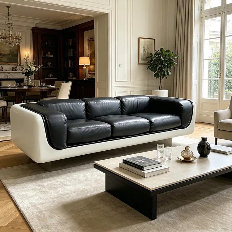 Beira-zuntzezko larruzko sofa komertziala