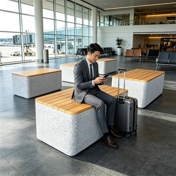 Commercial FRP Terrazzo Cube Bench