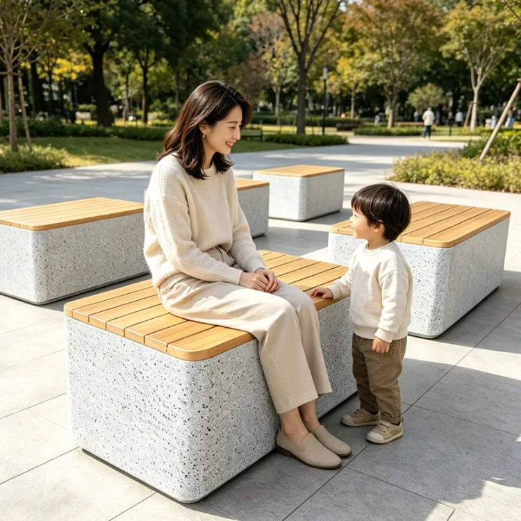 Commercial FRP Terrazzo Cube Bench